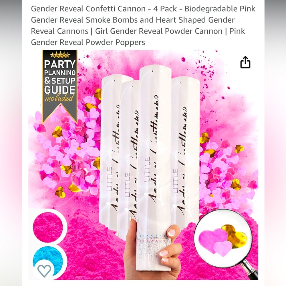 40 pink confetti poppers for gender reveal